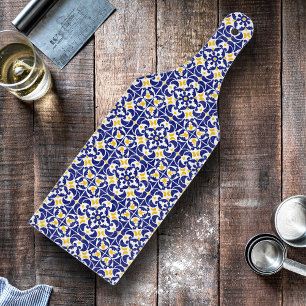 Planche À Découper Carreaux méditerranéens Motif bleu et jaune