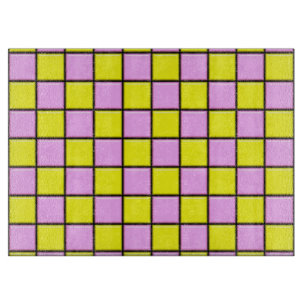 Planche À Découper Carreaux roses et jaunes