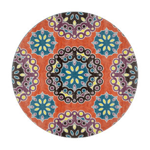 Planche À Découper Carrelage arabe, motif patchwork vintage.