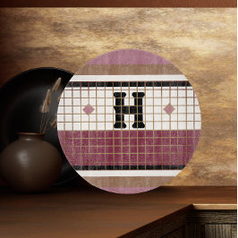 Planche À Découper Carrelage Bistro vintage Cranberry et Monogramme O