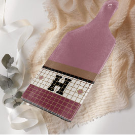 Planche À Découper Carrelage Bistro vintage Cranberry et Monogramme O