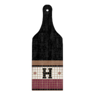 Planche À Découper Carrelage Bistro vintage Cranberry et Monogramme O