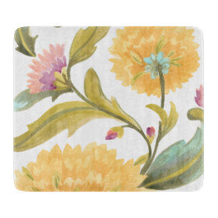 Planche À Découper Carrelage floral de l'abbaye - Fleurs jaunes