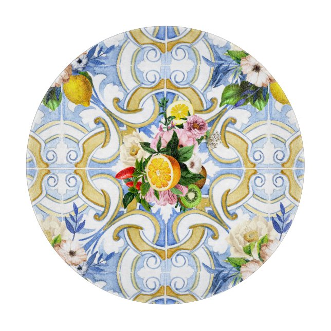 Planche À Découper Carrelage méditerranéen, majolica, style sicilien  (Devant)