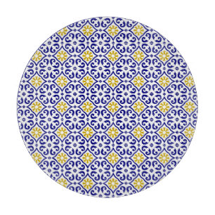 Planche À Découper Carrelage portugais Bleu méditerranéen Floral