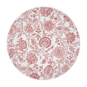 Planche À Découper Carte à découper à la florale rouge