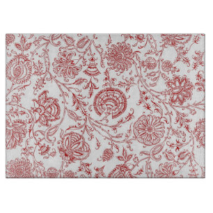 Planche À Découper Carte à découper en floral rouge