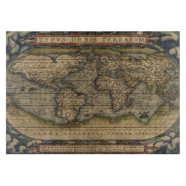 Planche À Découper Carte antique du monde (Devant)