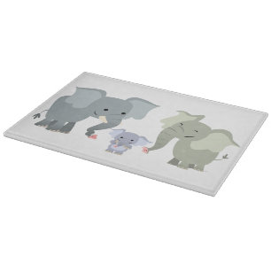 Planche À Découper Carte coupeuse famille Eléphant Cartoon