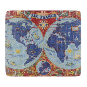 Planche À Découper Carte d'Air France du monde