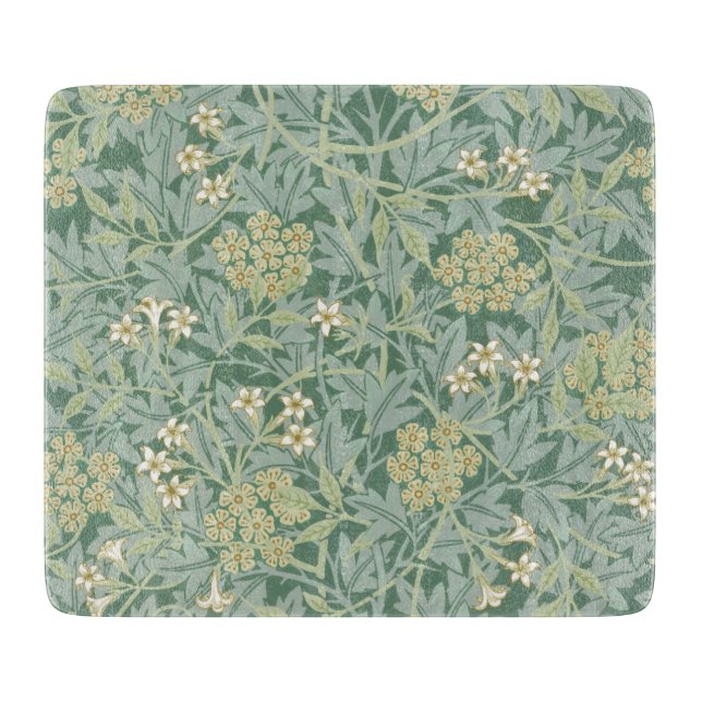 PLANCHE À DÉCOUPER CARTE DE CHOPPAGE EN VERRE : WILLIAM MORRIS : JASM (Devant)