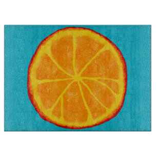 Planche À Découper Carte de coupe en verre personnalisé orange juteux