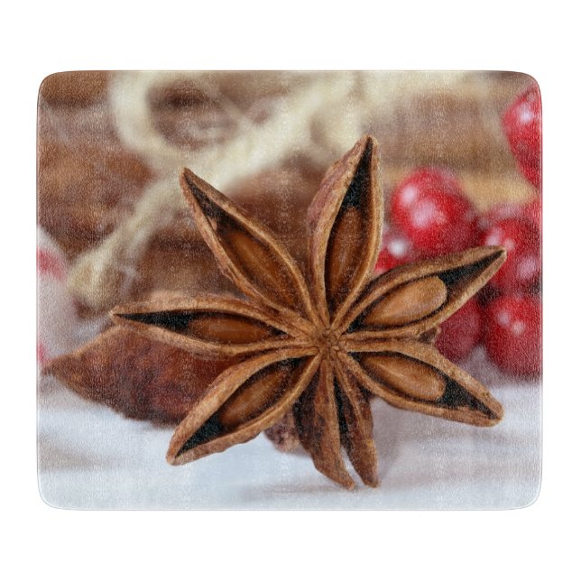 Planche À Découper Carte de coupe en verre Star Anise Holiday (Devant)