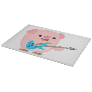 Planche À Découper Carte de découpe de cochon de dessin mignonne Rock