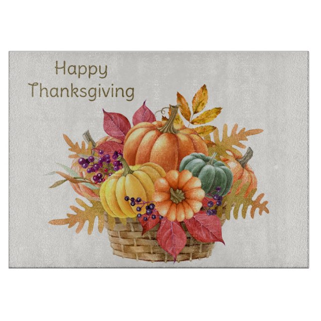 Planche À Découper Carte de découpe du panier Citrouille de Thanksgiv (Devant)