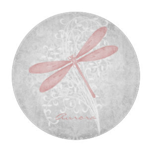 Planche À Découper Carte de découpe personnalisée à la libellule rose