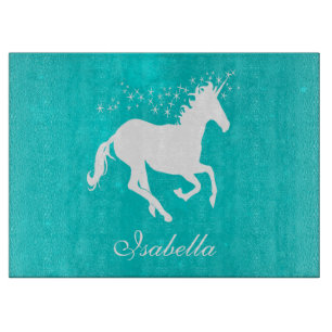 Planche À Découper Carte de découpe personnalisée Unicorne Turquoise