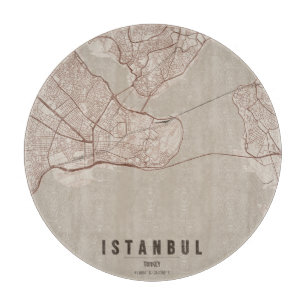 Planche À Découper Carte de la ville d'Istanbul Turquie Design Minima