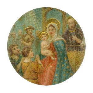 Planche À Découper Carte de Noël de la Nativité de l'ère édouardienne