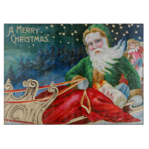 Planche À Découper Carte de Noël vintage rétro du Père Noël