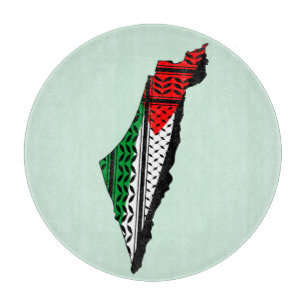 Planche À Découper Carte de Palestine avec drapeau et Motif Keffiyeg