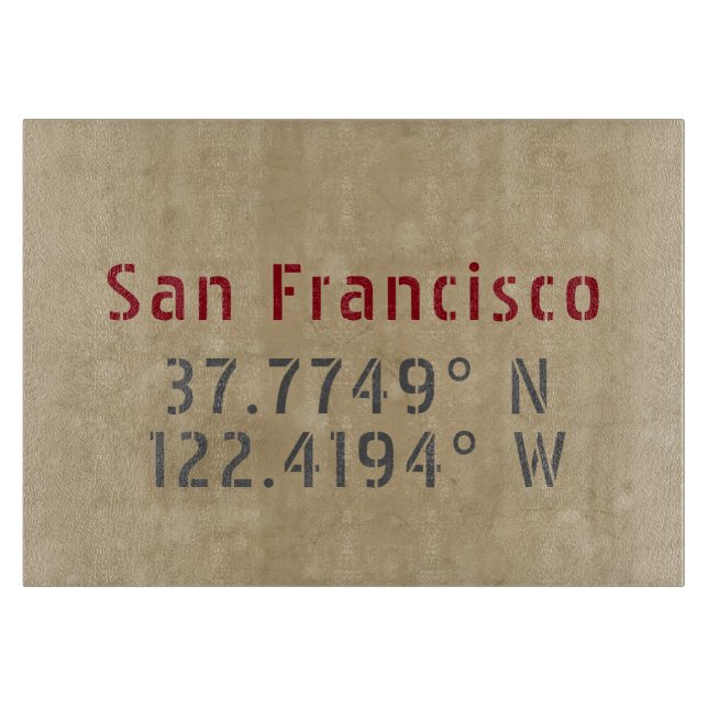 Planche À Découper Carte de San Francisco Coordonnées Urbaines (Devant)
