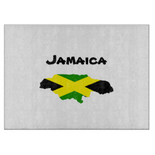 Planche À Découper Carte du drapeau jamaïcain étampé