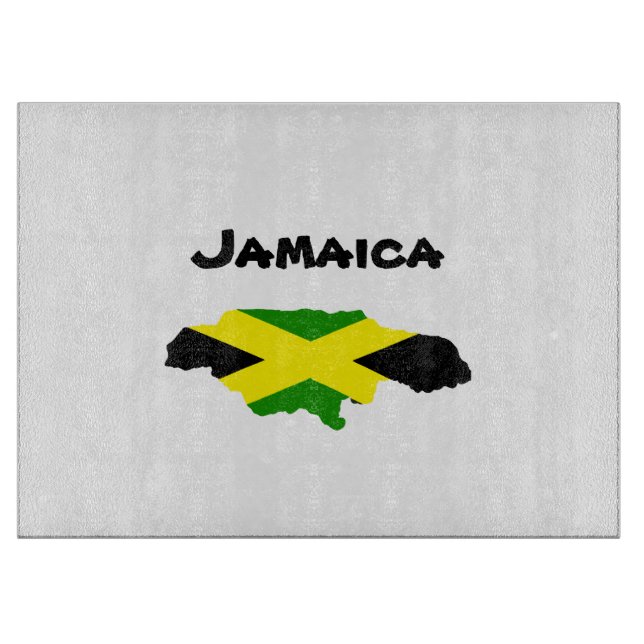 Planche À Découper Carte du drapeau jamaïcain étampé (Devant)