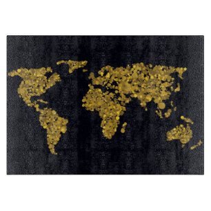 Planche À Découper Carte du monde des points d'or