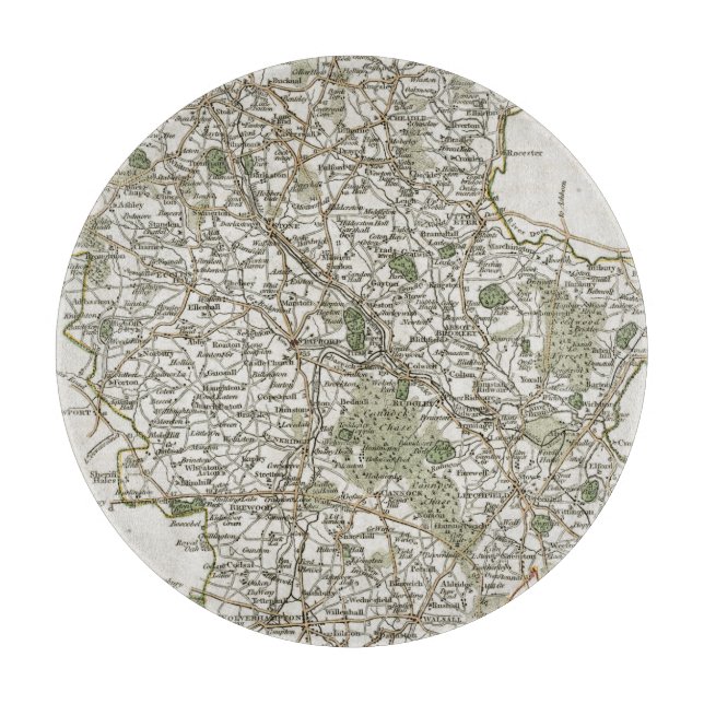 PLANCHE À DÉCOUPER CARTE DU STAFFORDSHIRE, 1793 (Devant)