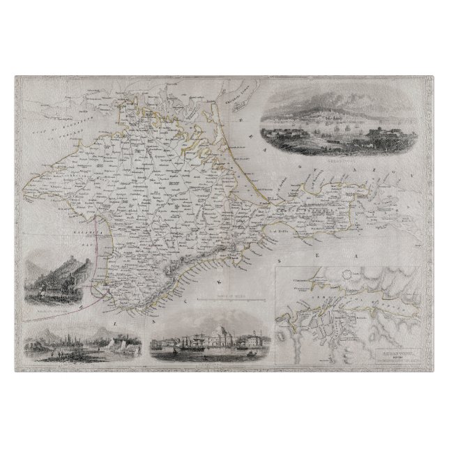 Planche À Découper CARTE : La CRIMÉE, c1855 (Devant)