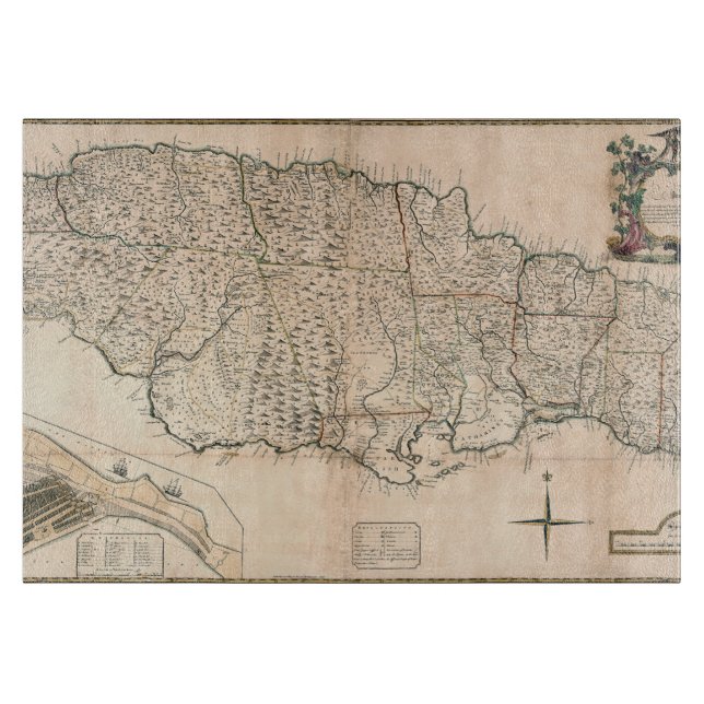 Planche À Découper CARTE : La JAMAÏQUE, 1755 2 (Devant)
