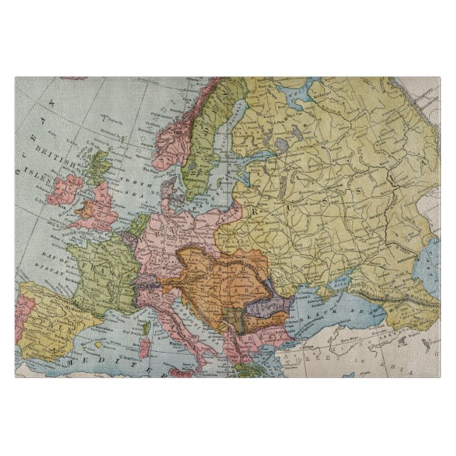 PLANCHE À DÉCOUPER CARTE : L'EUROPE, 1885 (Devant)
