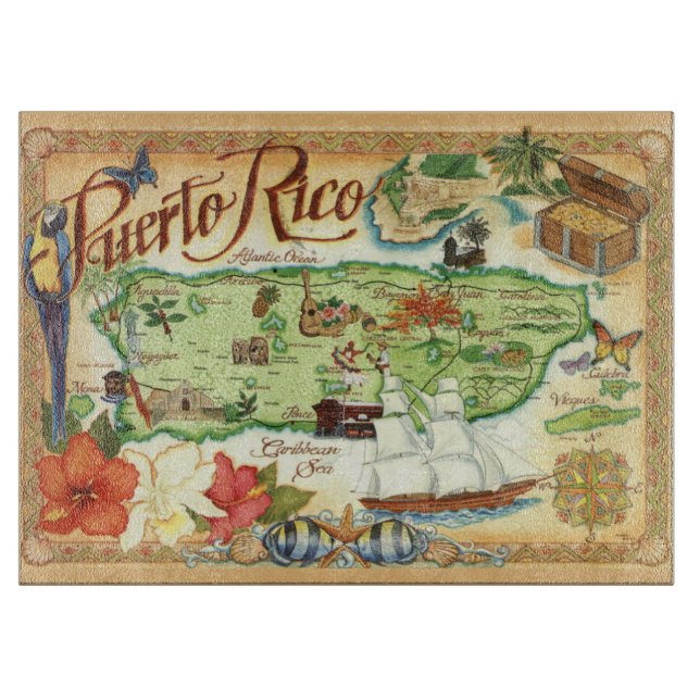 Planche À Découper Carte Porto Rico - Carte (Devant)