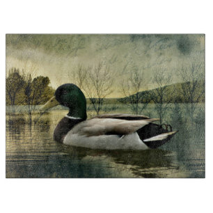 Planche À Découper Carte postale Patinée vintage Mallard Duck