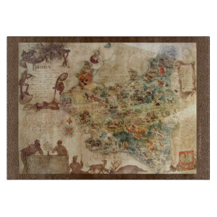 PLANCHE À DÉCOUPER CARTE VINTAGE DE LA POLOGNE C.1939