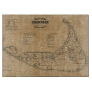 Planche À Découper Carte vintage de Nantucket (1869)