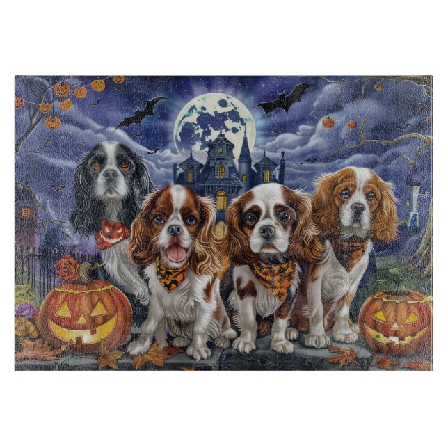Planche À Découper Cavalier King Charles Spaniel Halloween Éffrayant (Devant)