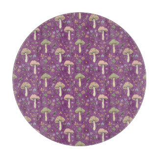 Planche À Découper Cercle de champignons violets prune fongiques sorc