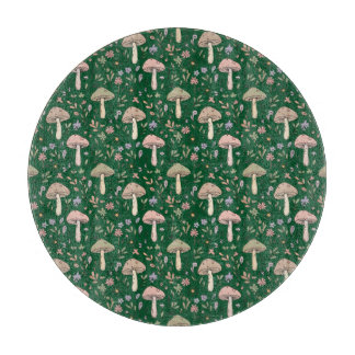 Planche À Découper Cercle Émeraude Fungi Forêt Sombre Ton Bijou