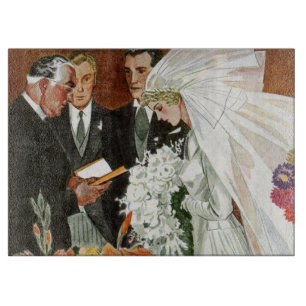 Planche À Découper Cérémonie de mariage vintage avec mariée et marié