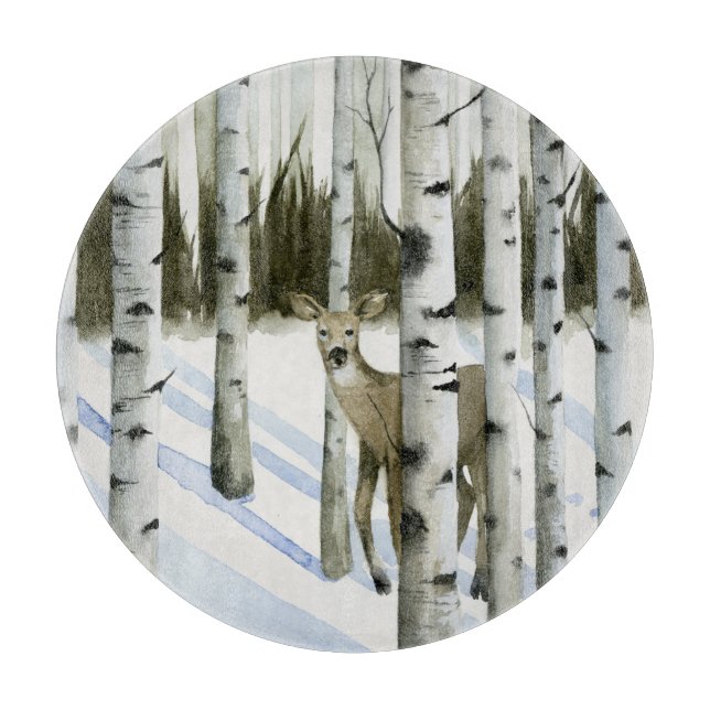 Planche À Découper Cerf en chute de neige (Devant)