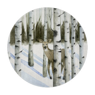 Planche À Découper Cerfs communs en chutes de neige