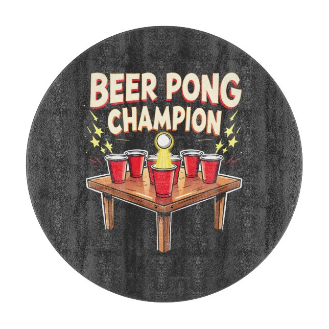 Planche À Découper Champion de la bière Pong Ping Pong Boire (Devant)
