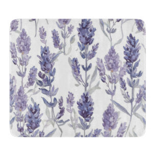 Planche À Découper Champs de Lavande Motif de Fleur Aquarelle Viole