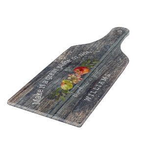Planche À Découper Charcuterie personnalisée Wood Grey Nom de famille