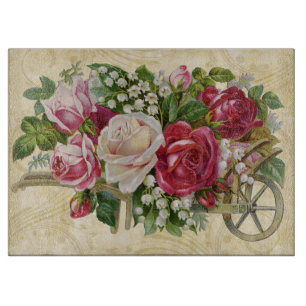 Planche À Découper Chariot vintage des roses