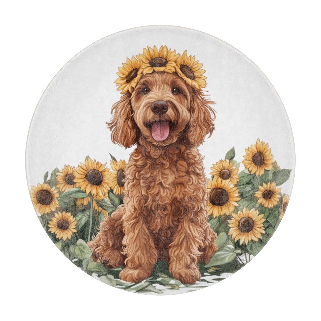 Planche À Découper Charmant chien Goldendoodle portant une couronne d (Devant)