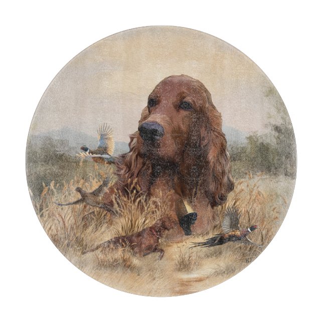 Planche À Découper Chasse de Setter irlandais faisan, Art (Devant)