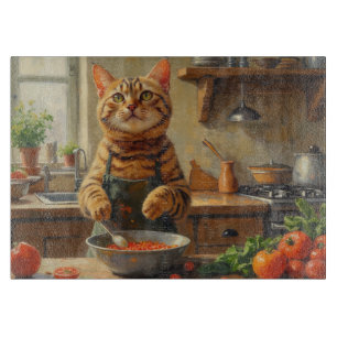 Planche À Découper Chat Bengal en train de cuisiner dans la cuisine